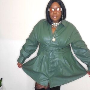 Green Faux Leather Dress